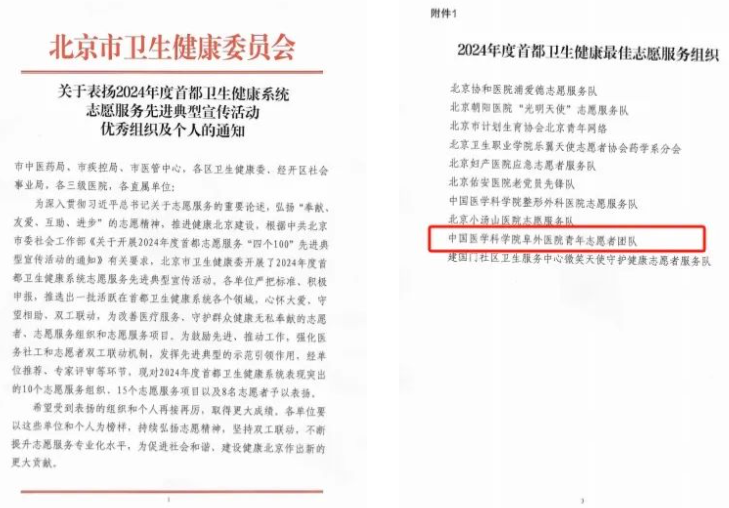 【阜外 • 荣誉喜报】中国医学科学院阜外医院青年志愿者团队荣获“2024年度首都卫生健康最佳志愿服务组织”荣誉称号